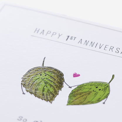 Leaves 1st Anniversary Card