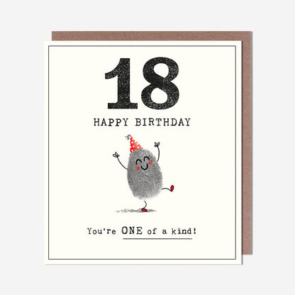 One Of A Kind Thumbprint 18th Birthday Card
