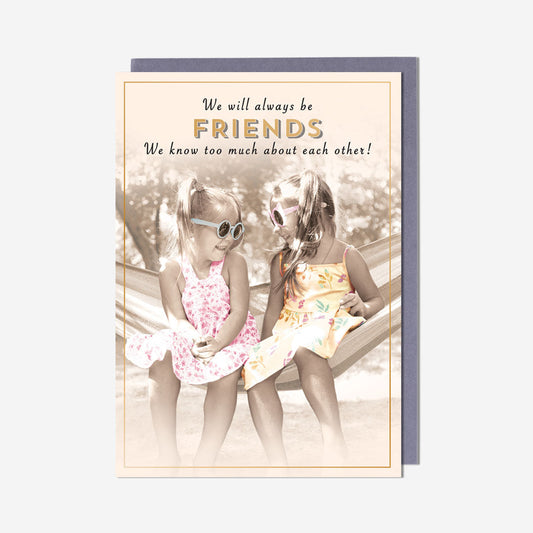 Friends With Sunglasses Sitting In Hammock Card
