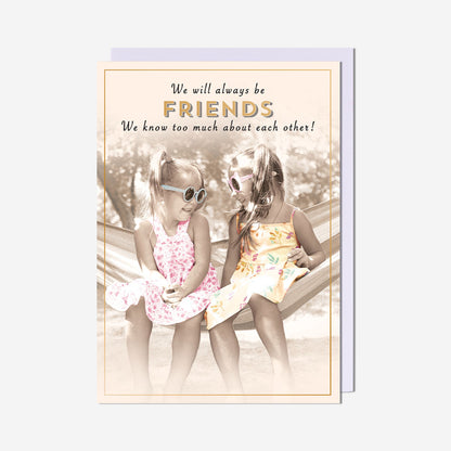 Friends With Sunglasses Sitting In Hammock Card