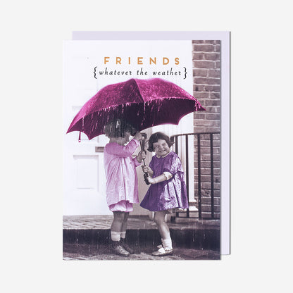 Girls Under Umbrella Friend Card