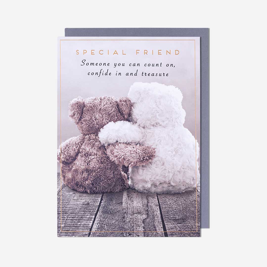 Teddy Bears Hugging Friend Card