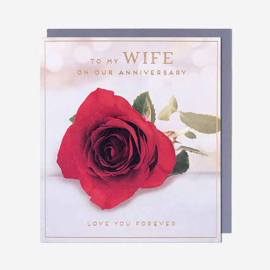 Red Rose Anniversary Love Forever Wife Anniversary Card