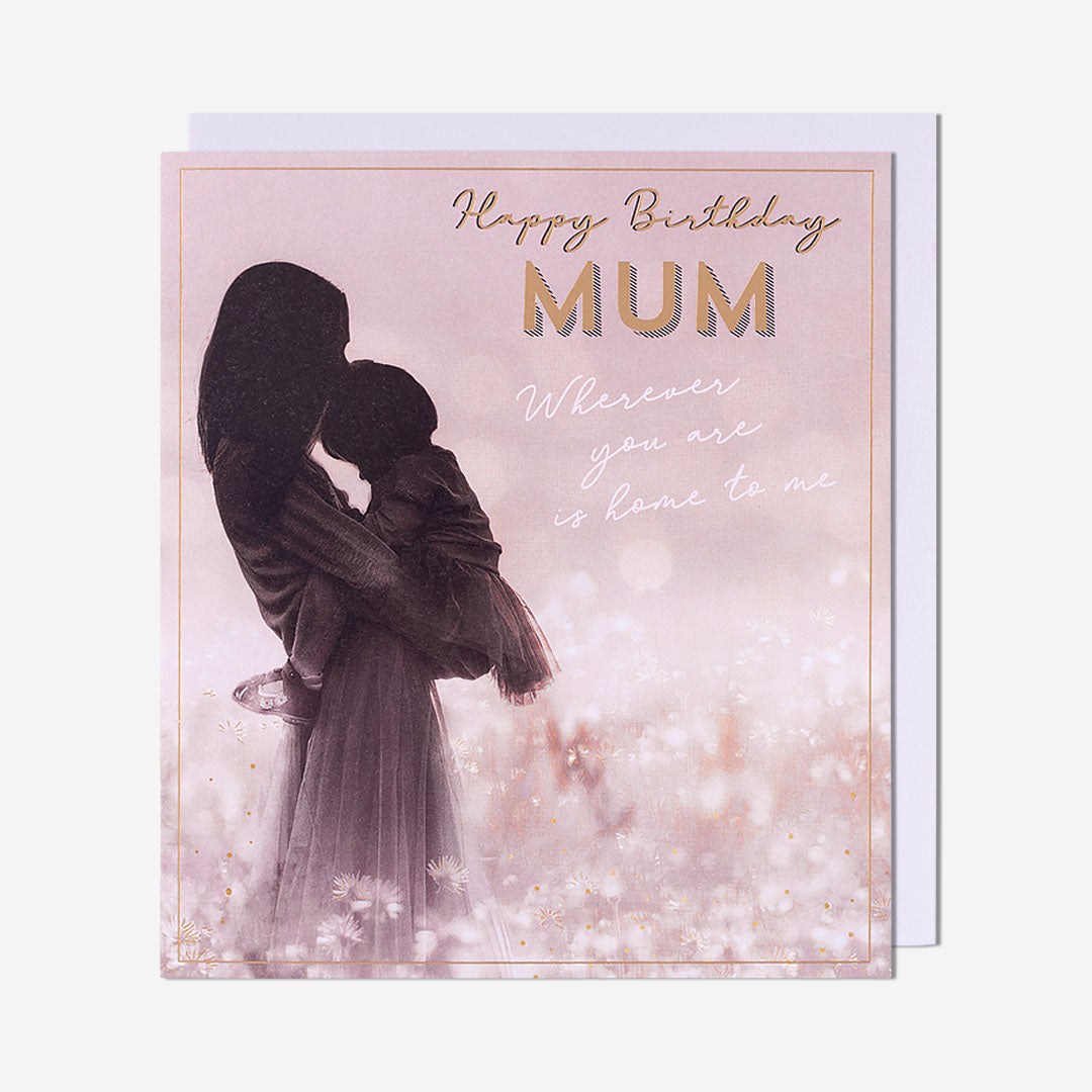 Holding Child In Field Home To Me Mum Birthday Card