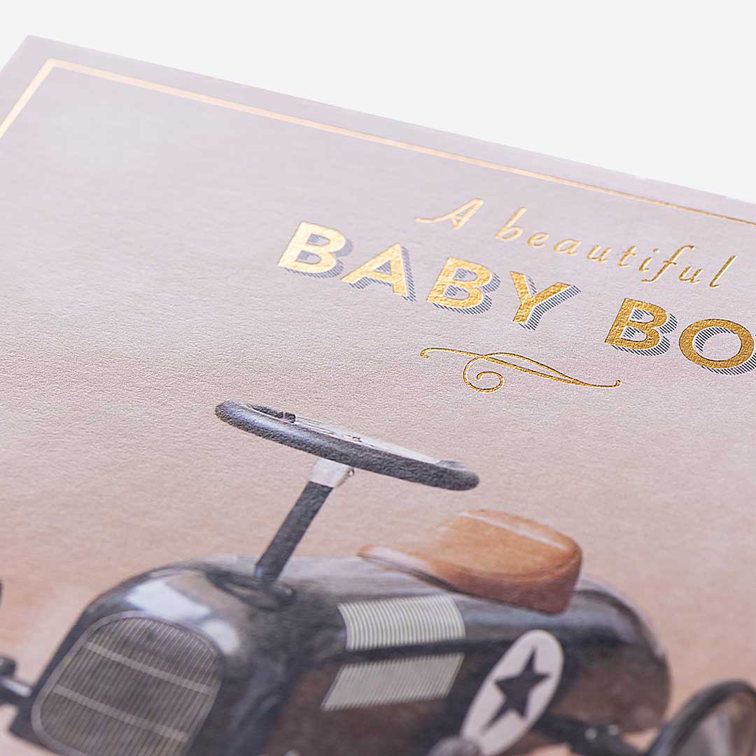 Beautiful Car New Baby Boy Card