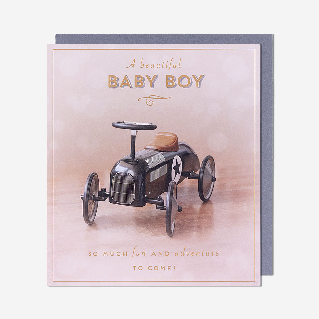 Beautiful Car New Baby Boy Card