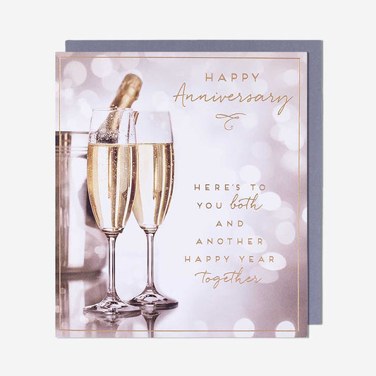 Champagne Here's To You Both Anniversary Card