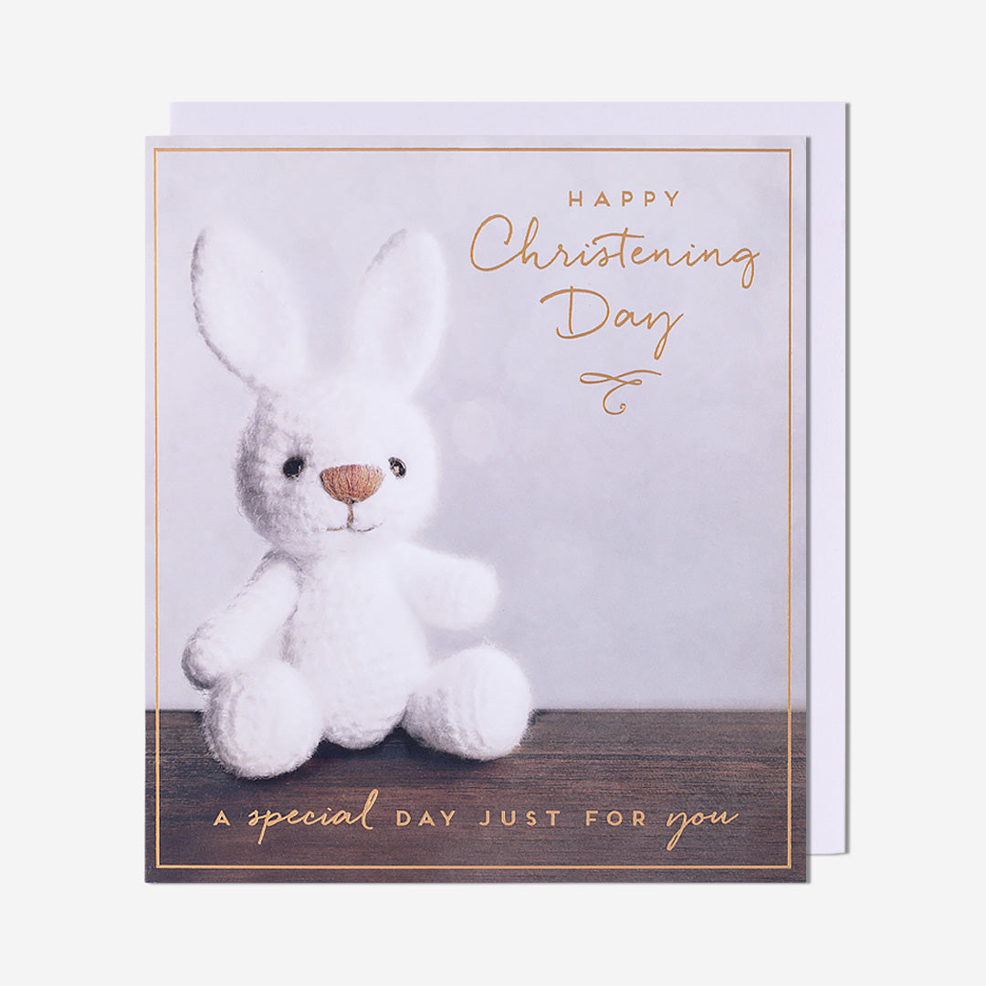 Bunny Toy Christening Card