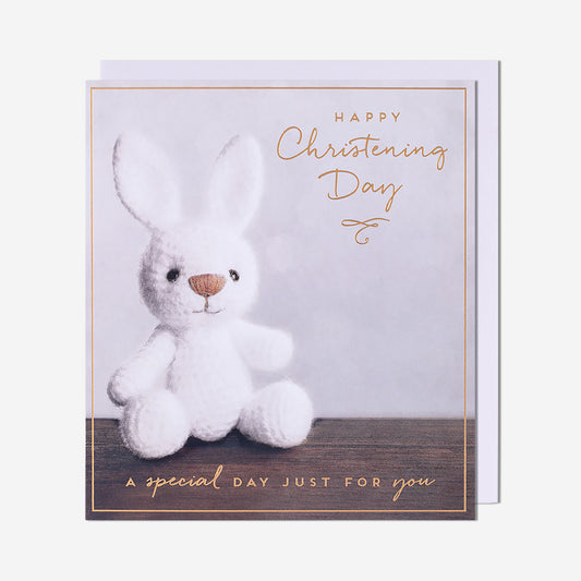 Bunny Toy Christening Card