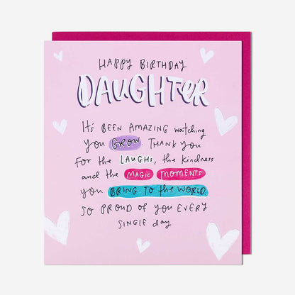 Daughter Watching You Grow Birthday Card