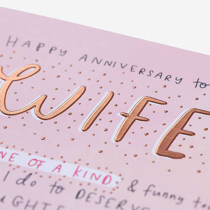 One Of A Kind Wife Anniversary Card