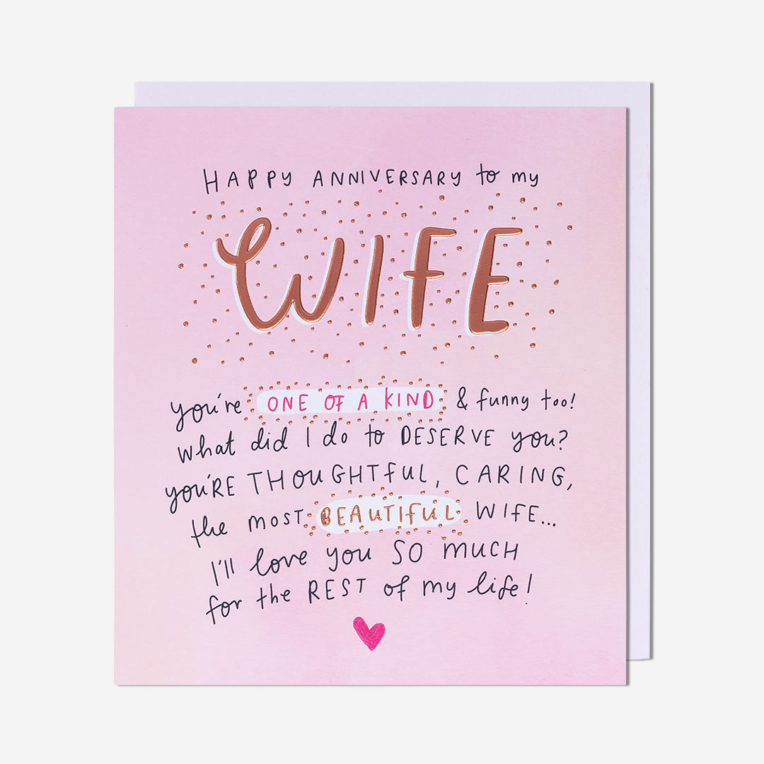 One Of A Kind Wife Anniversary Card
