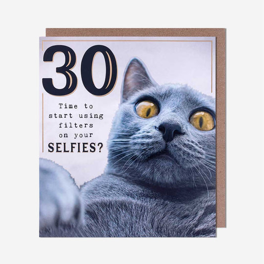30 Cat Selfies 30th Birthday Card