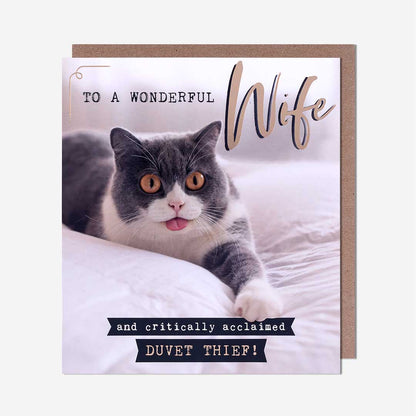 Critically Acclaimed Duvet Thief! Wife Birthday Card