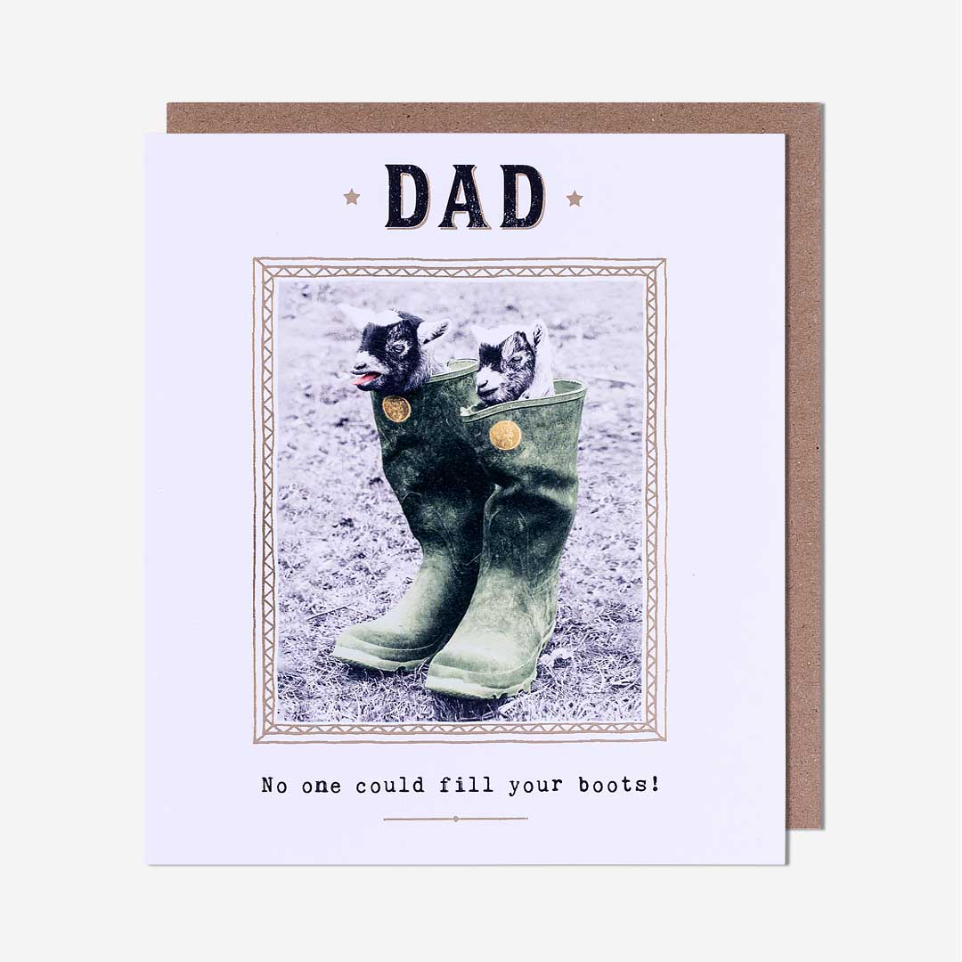 Goats In Wellies Dad Birthday Card