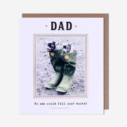Goats In Wellies Dad Birthday Card