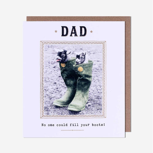 Goats In Wellies Dad Birthday Card