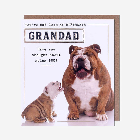 Bulldogs Going Pro Grandad Birthday Card
