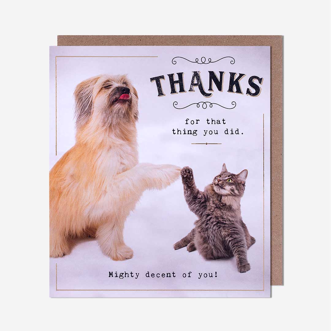 Dog & Cat High Five Thank You Card