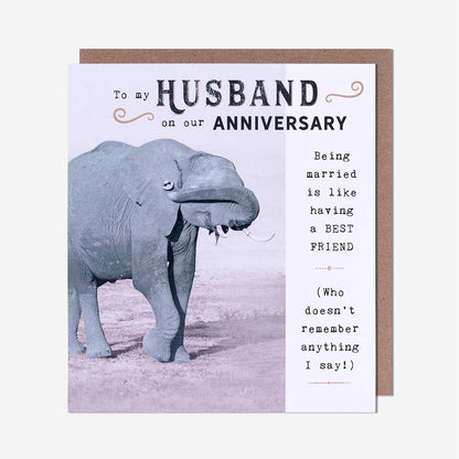 Husband Best Friend Elephant Anniversary Card