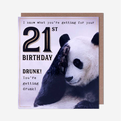 Panda 21st Getting Drunk 21st Birthday Card