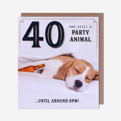 40 Party Animal Until 9pm 40th Birthday Card