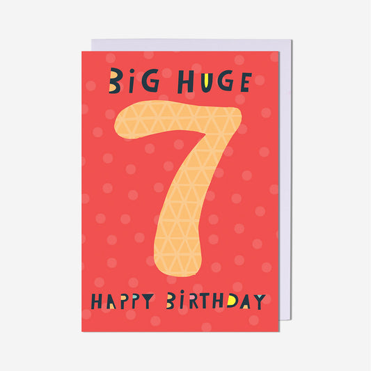 Big Huge 7th Birthday Card