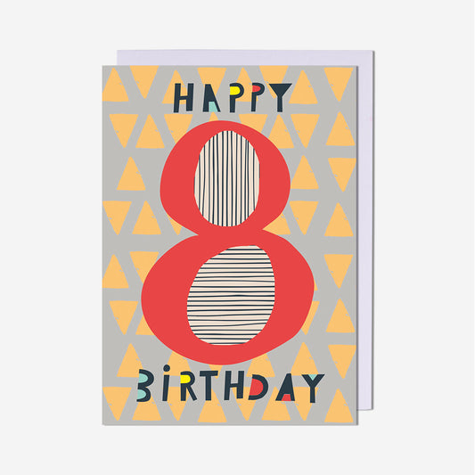 Happy Birthday Triangles 8th Birthday Card