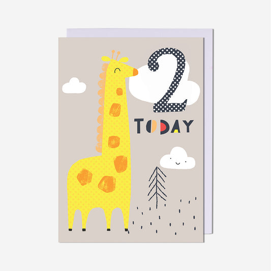 Giraffe 2nd Birthday Card
