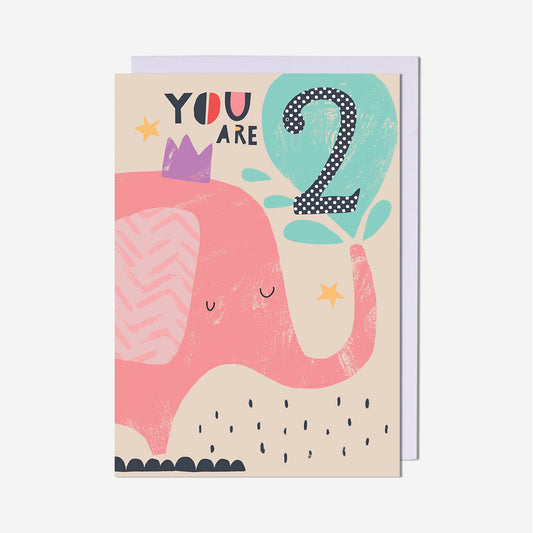 Elephant 2nd Birthday Card