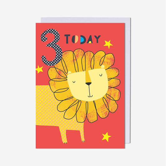 Lion Stars 3rd Birthday Card