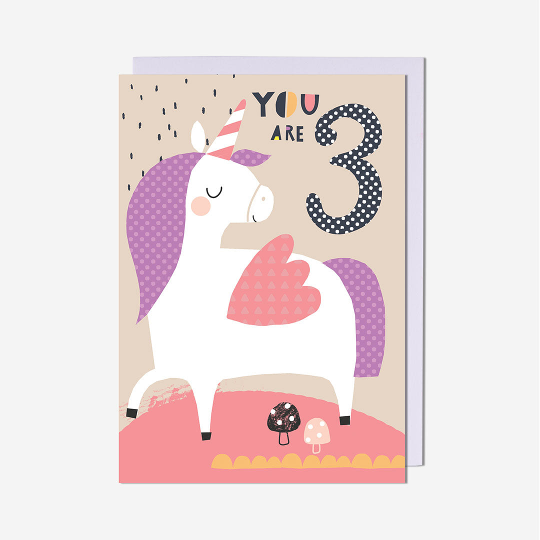 Unicorn 3rd Birthday Card