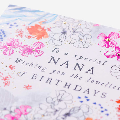 Special Nana Floral Border Birthday Card