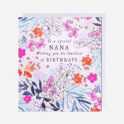 Special Nana Floral Border Birthday Card