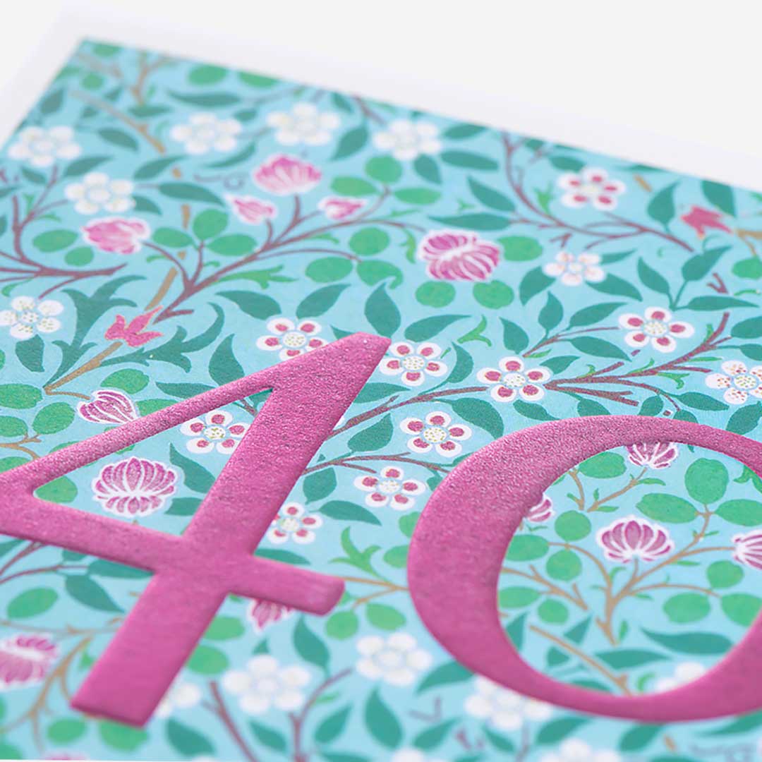 40 William Morris Pattern 40th Birthday Card