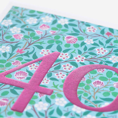 40 William Morris Pattern 40th Birthday Card