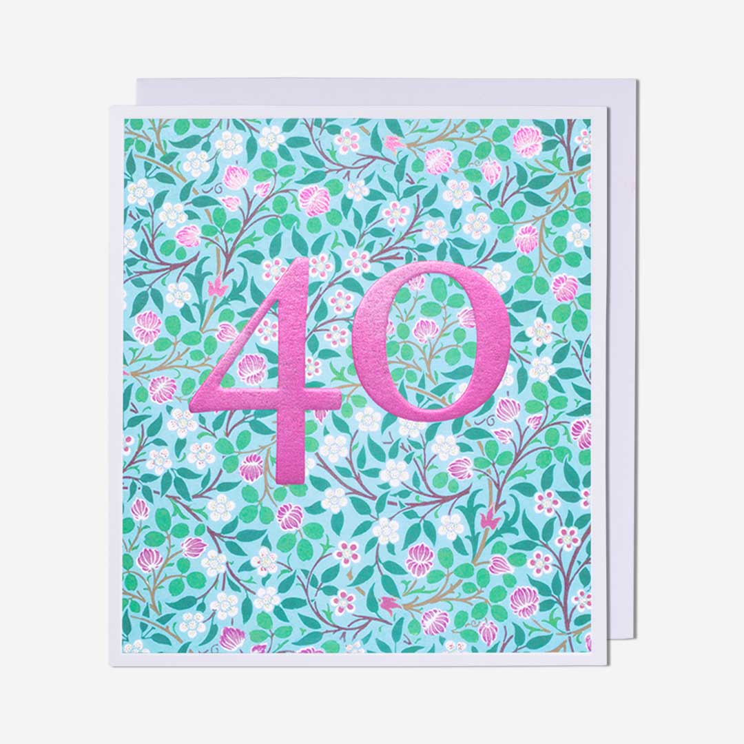 40 William Morris Pattern 40th Birthday Card