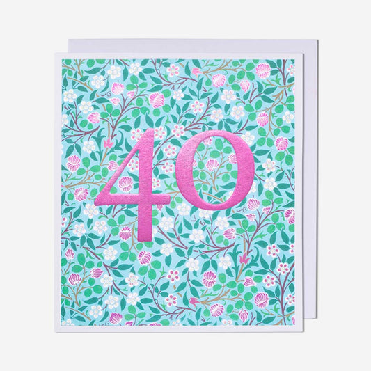 40 William Morris Pattern 40th Birthday Card
