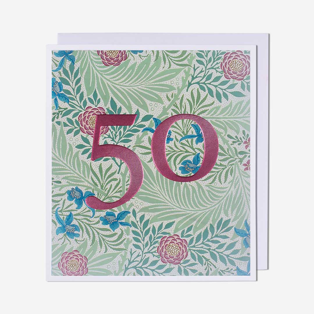 50 William Morris Pattern 50th Birthday Card