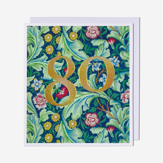 80 William Morris Pattern 80th Birthday Card