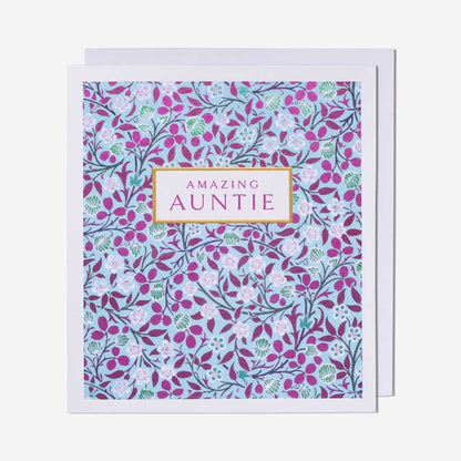 Amazing Auntie Floral Pattern Birthday Card