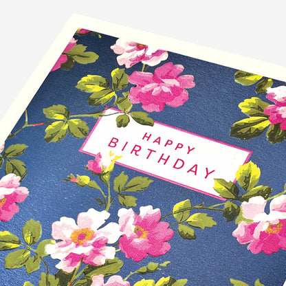 Happy Birthday blue floral Birthday Card