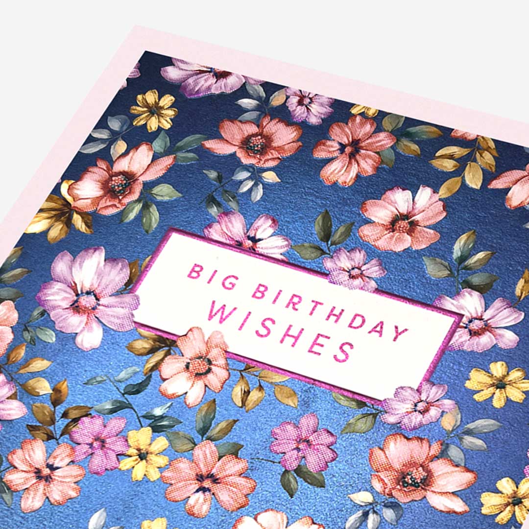 Birthday wishes blue ditsy floral Birthday Card
