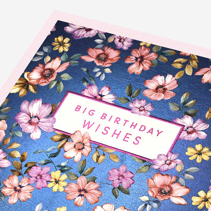 Birthday wishes blue ditsy floral Birthday Card