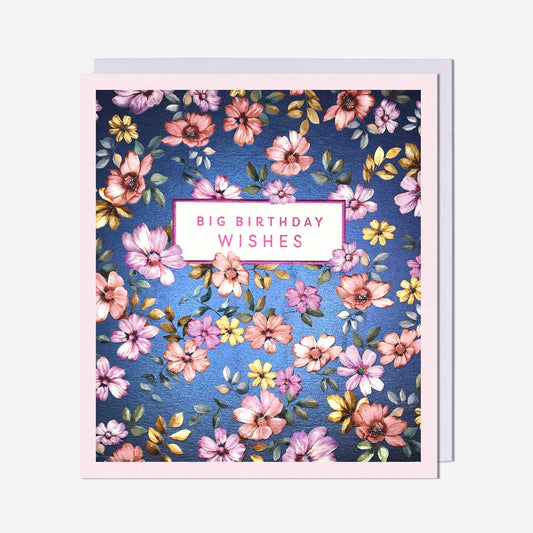Birthday wishes blue ditsy floral Birthday Card