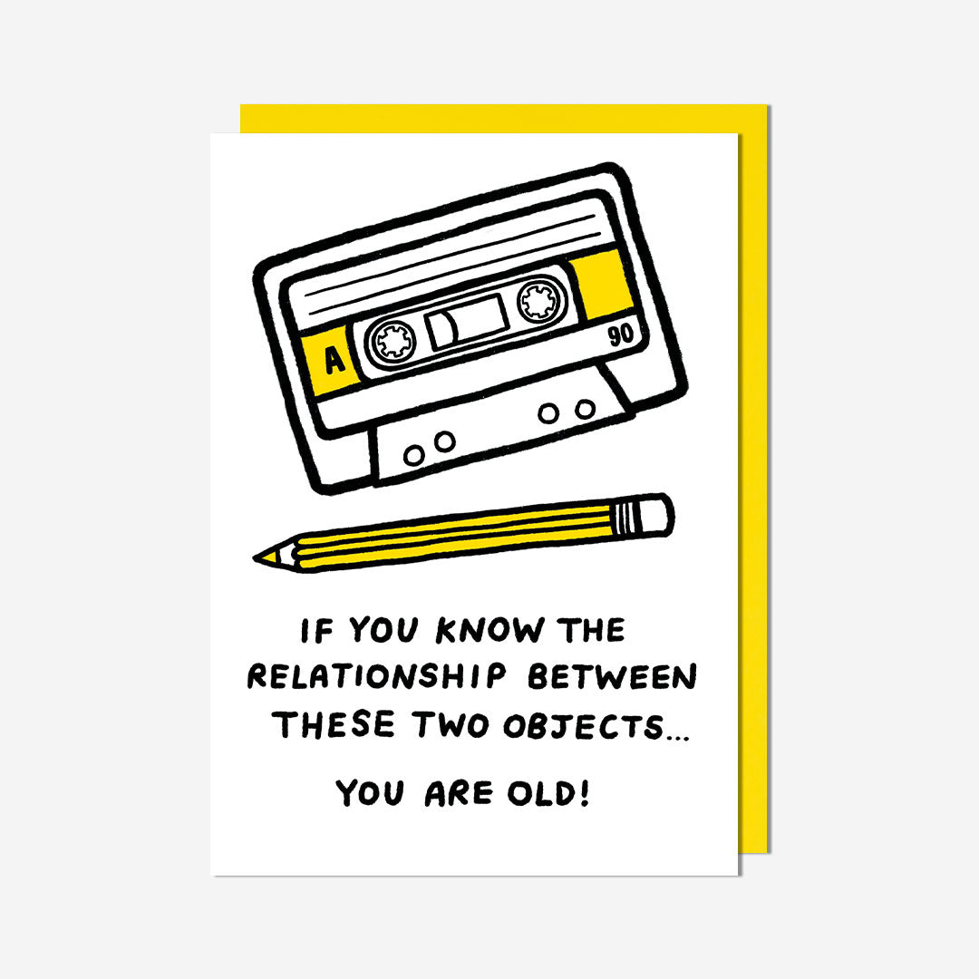 Cassette and pencil relationship Birthday Card