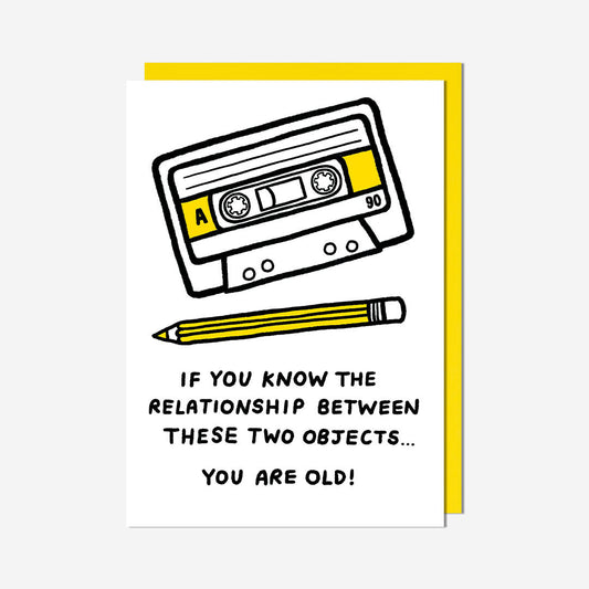 Cassette and pencil relationship Birthday Card