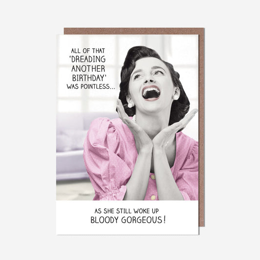 Woman Dreading Another Birthday Card