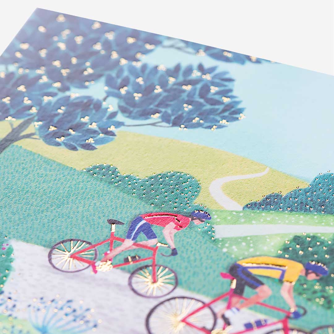 Cyclists Through Countryside Blank Card