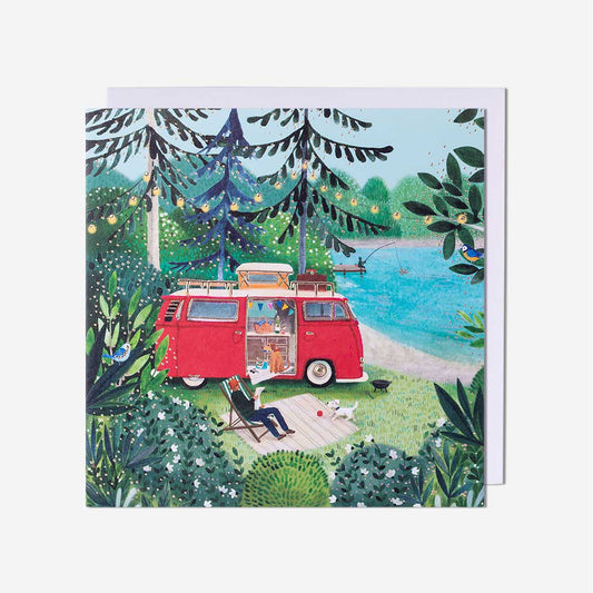 Camper Van By Lake Blank Card